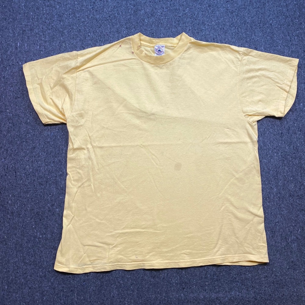 Delta‎ Pro Weight TShirt Sz XL Mens Yellow Skater Grunge Vintage Blank 90s Tee